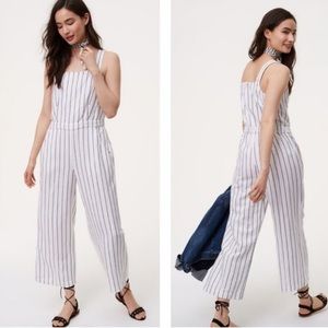 LOFT Striped Linen Jumpsuit Size S